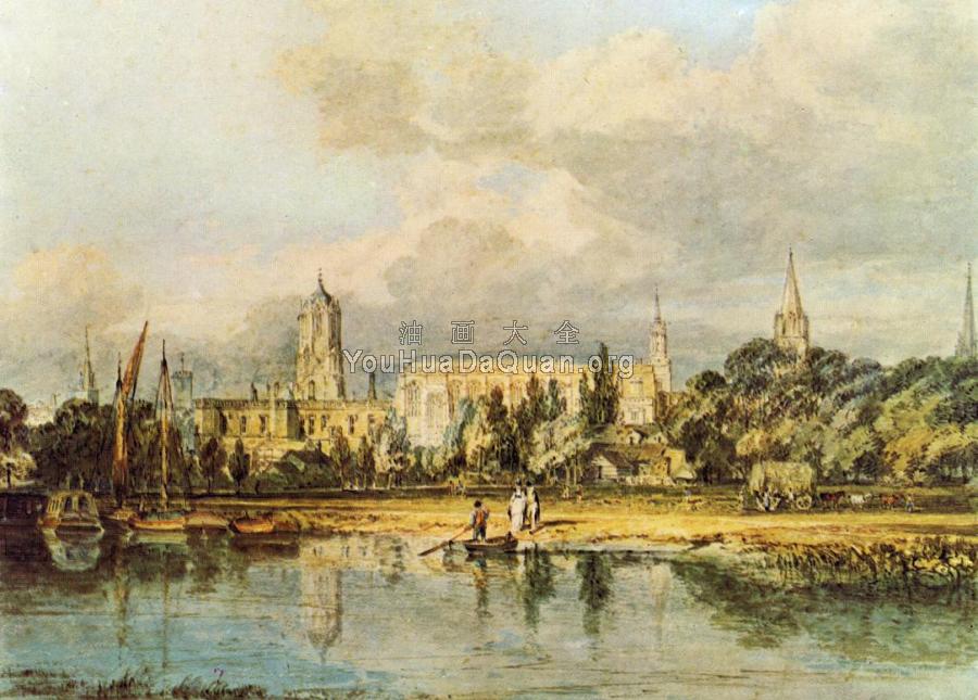 south view of christ church, etc., from the meadows