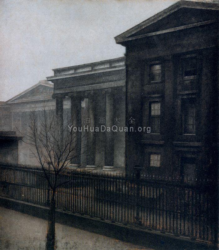 british museum in the winter - 威尔汉姆·哈莫修依 - 世界著名画家